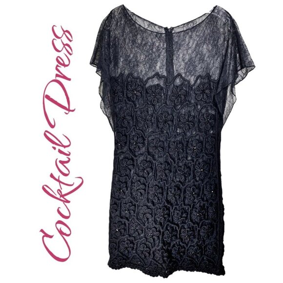 UNBRANDED DARK FLORAL WHIMSIGOTH SHEER LACE MESH DRESS BEADED, XS - Picture 7 of 7